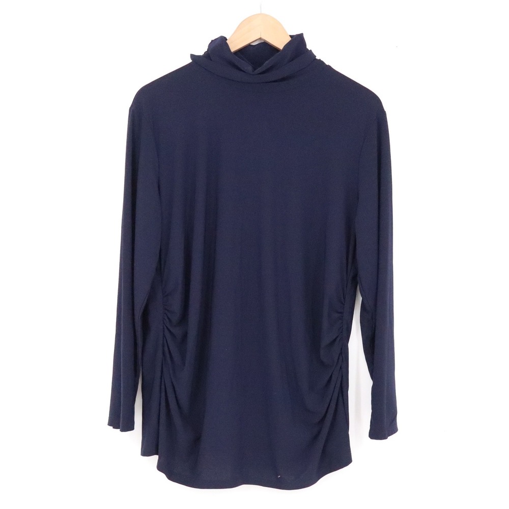 Sami & Jo Top Womens 1X Navy Ruched Side NEW